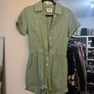 Mumu Green Button-Up Canon Romper